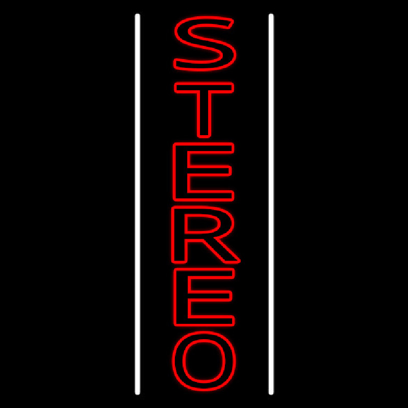 Vertical Red Stereo Block White Line Neon Skilt