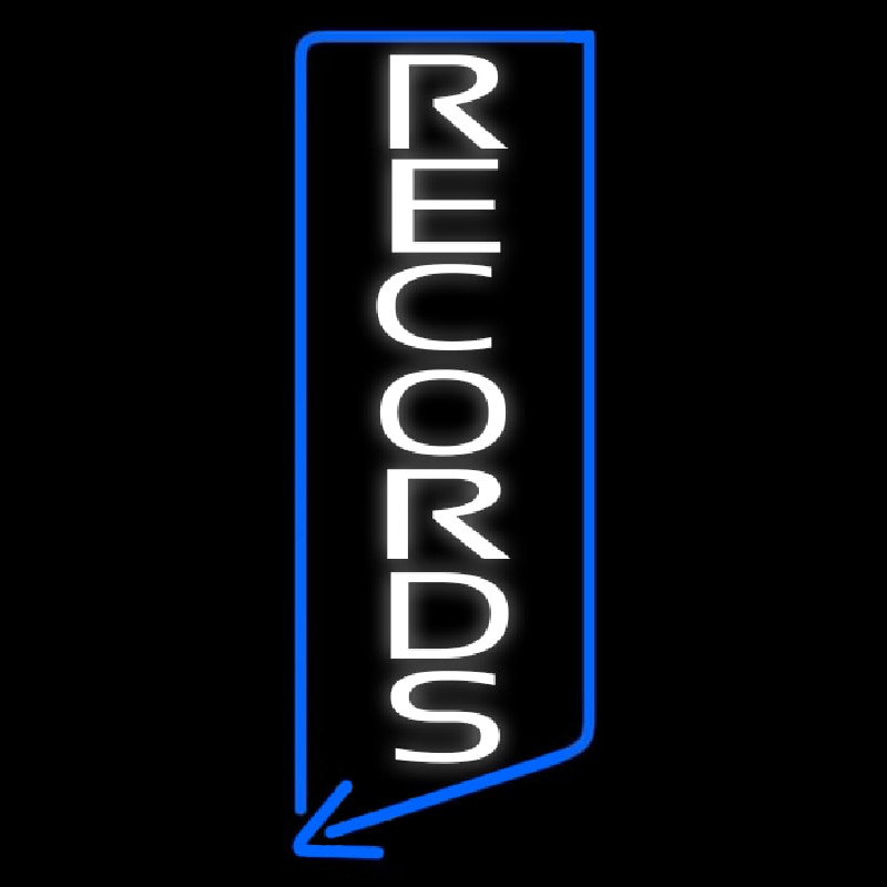 Vertical White Records Neon Skilt