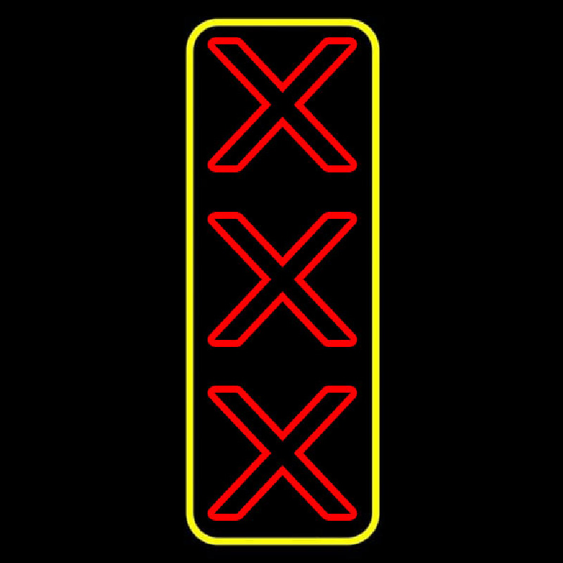 Vertical X   With Yellow Border Neon Skilt