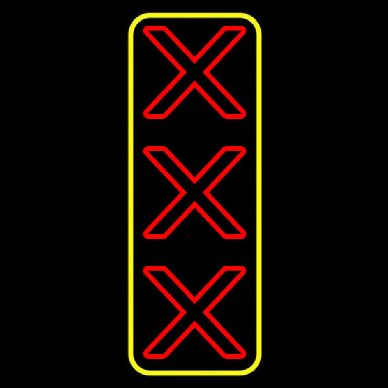 Vertical X   With Yellow Border Neon Skilt