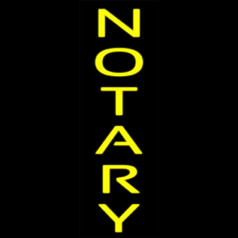Vertical Yellow Notary Neon Skilt