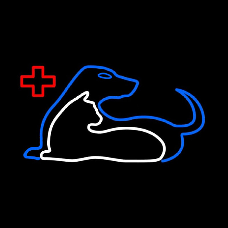 Vet Cat Dog Logo Neon Skilt