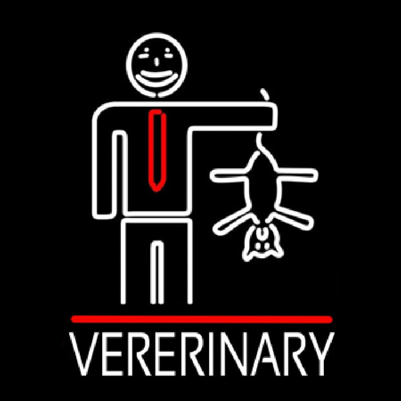 Veterinary Man And Cat Logo Neon Skilt