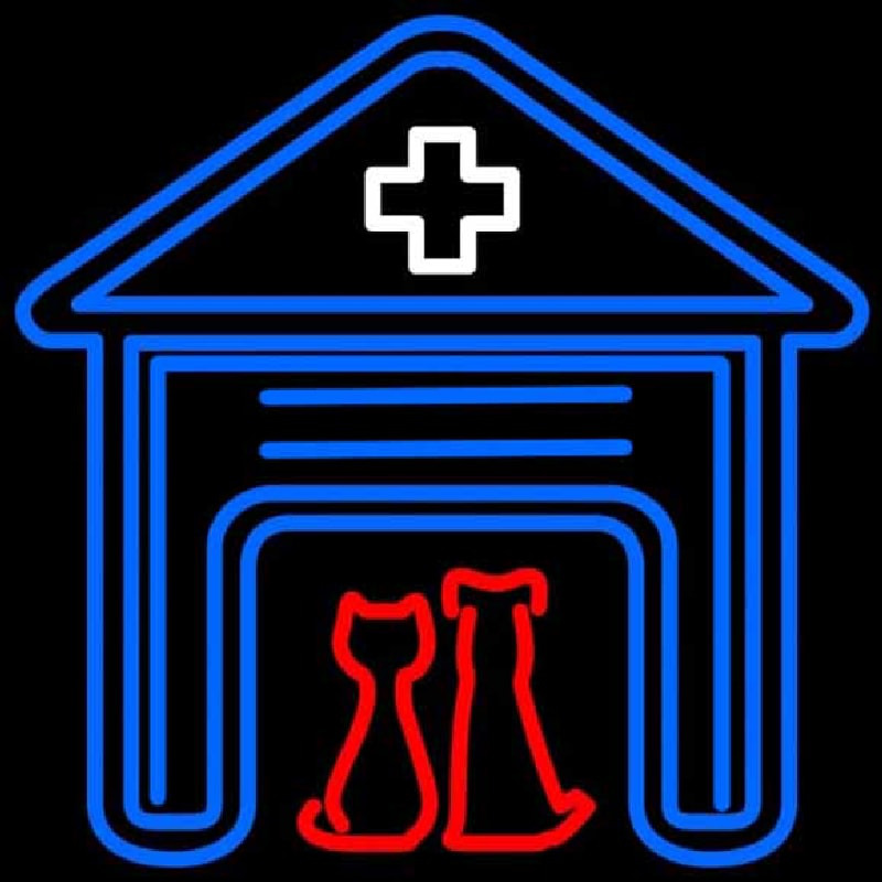 Veterinary Symbol With Home Neon Skilt