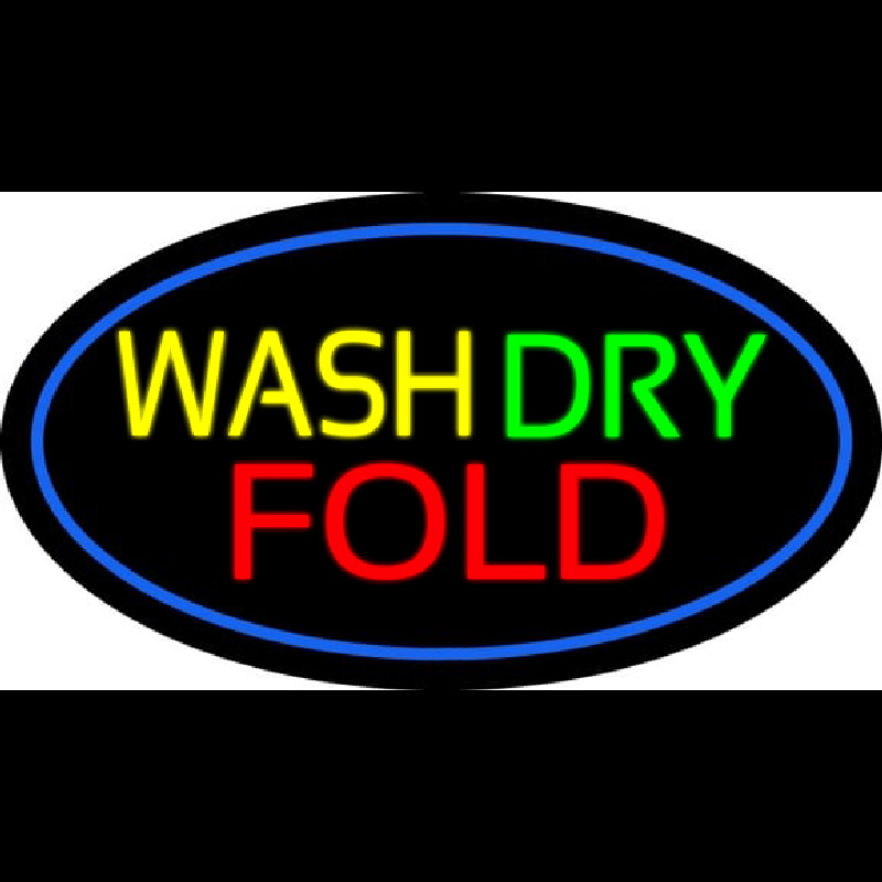 Wash Dry Fold Oval Blue Neon Skilt