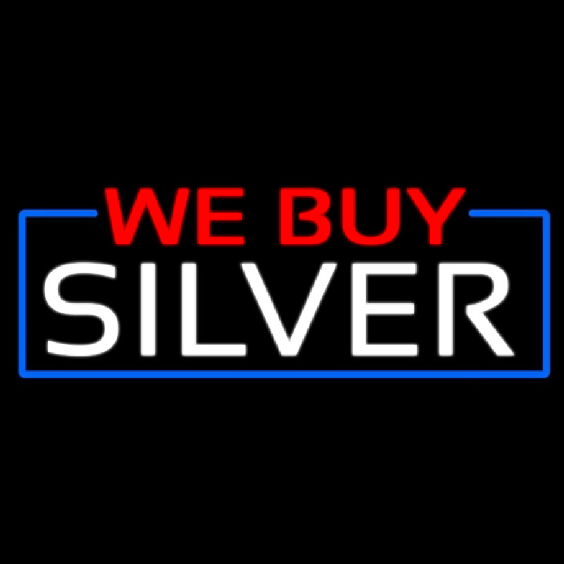 We Buy Silver Block Neon Skilt