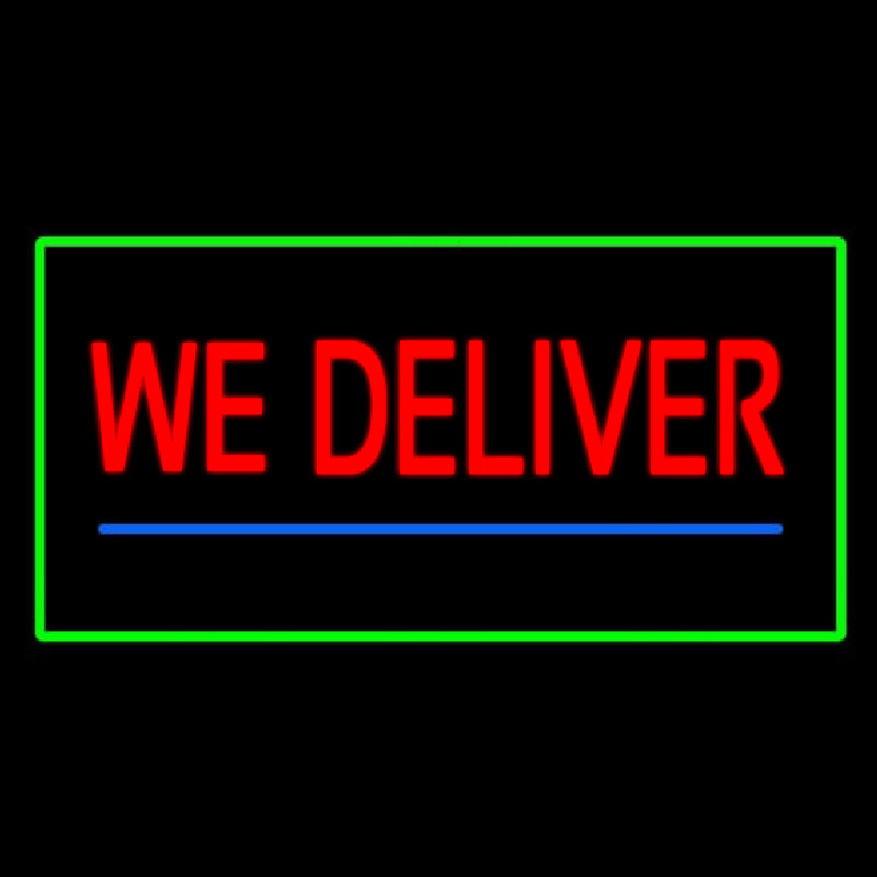 We Deliver Rectangle Green Neon Skilt
