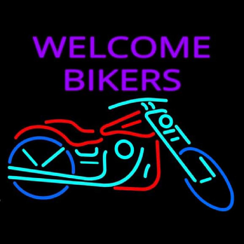 Welcome Bikers With Bike Neon Skilt