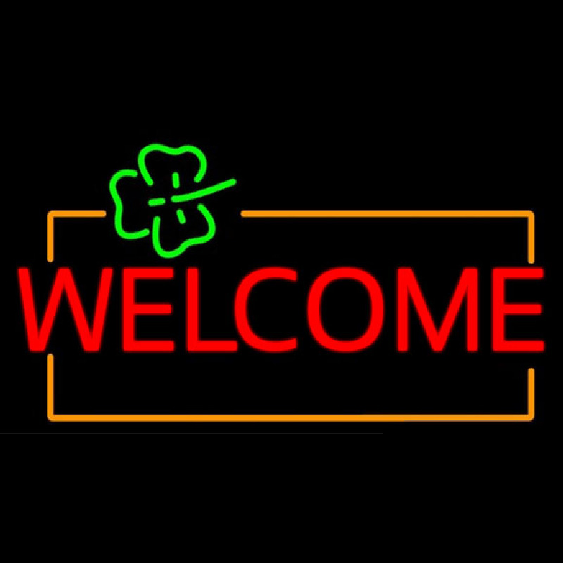 Welcome Orange Border Neon Skilt