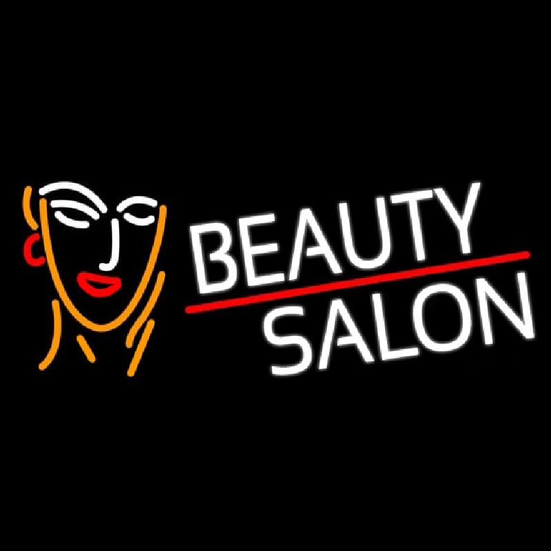 White Beauty Salon With Girl Neon Skilt