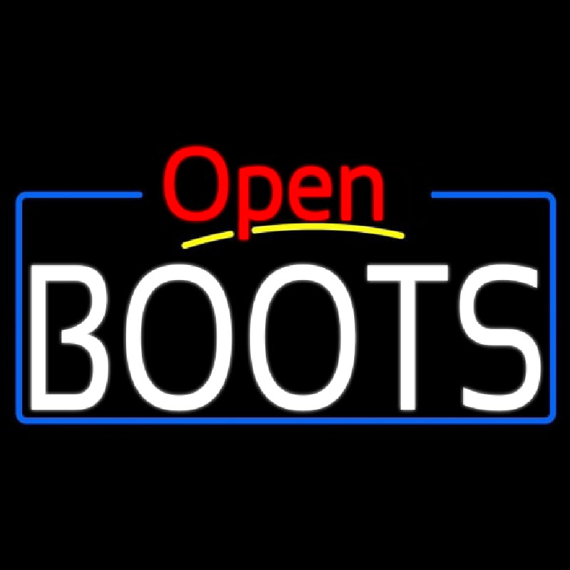 White Boots Open With Border Neon Skilt
