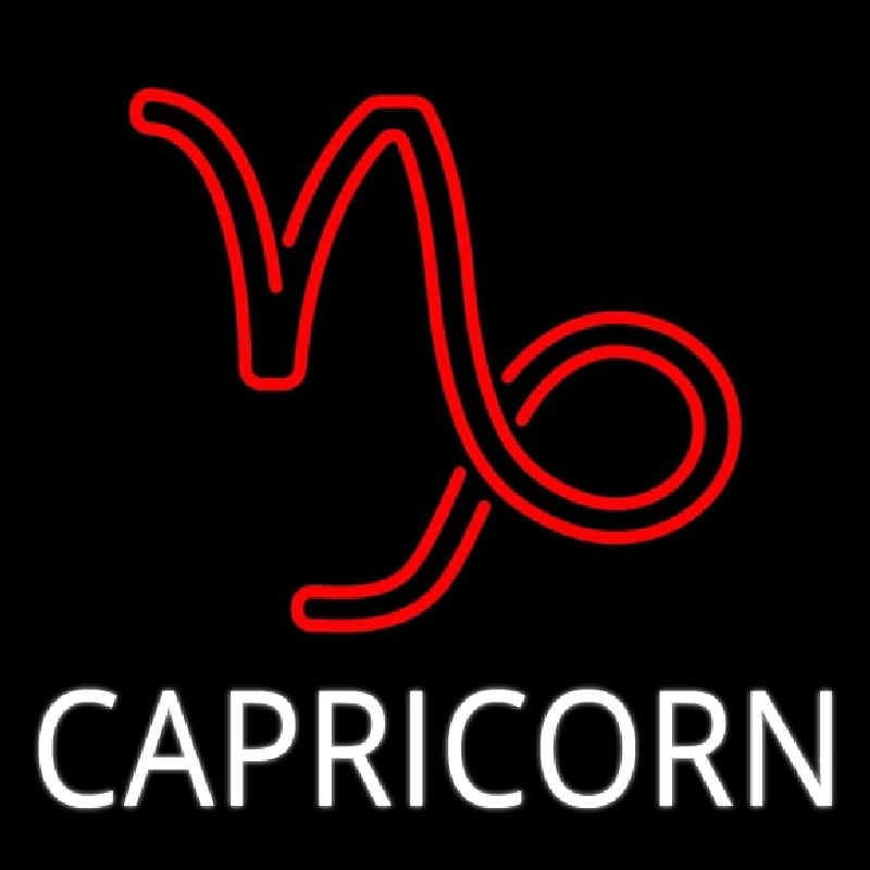 White Capricorn Red Logo Neon Skilt