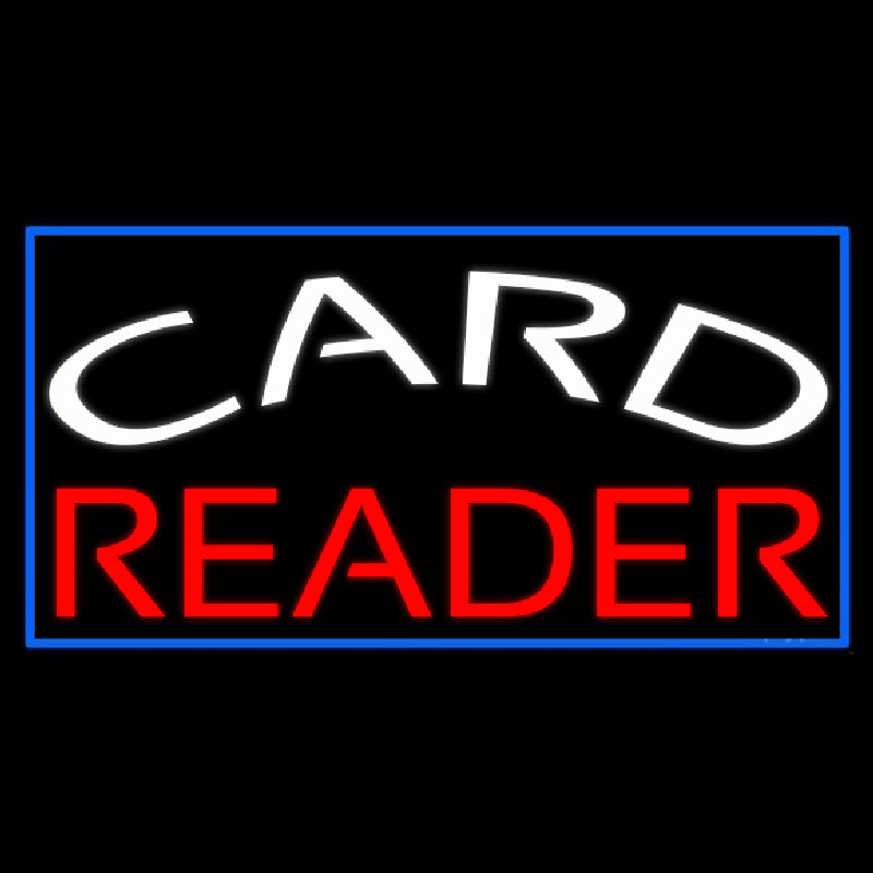 White Card Red Reader Neon Skilt