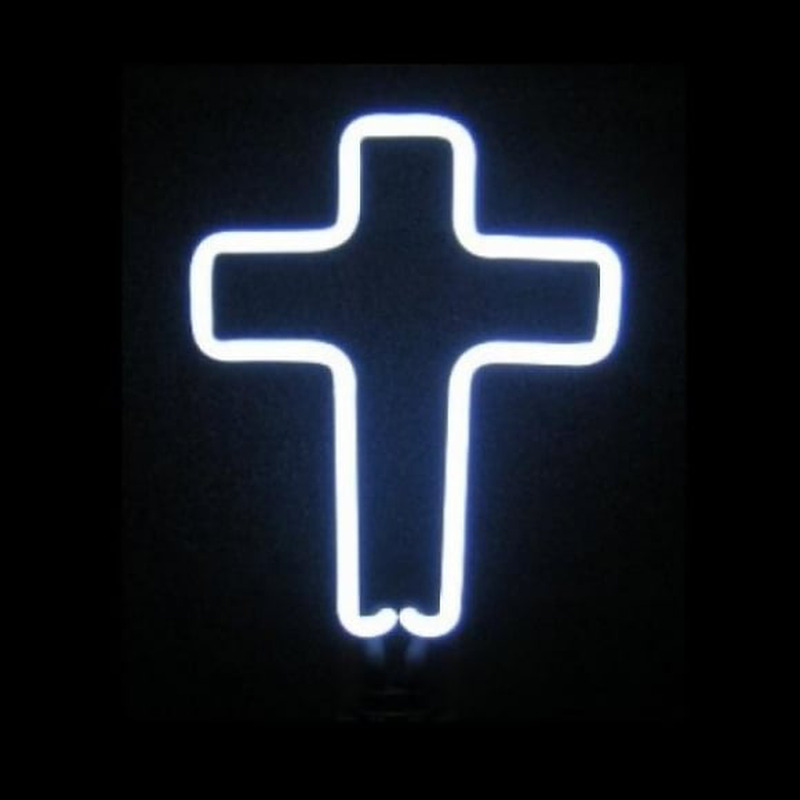 White Cross Desktop Neon Skilt