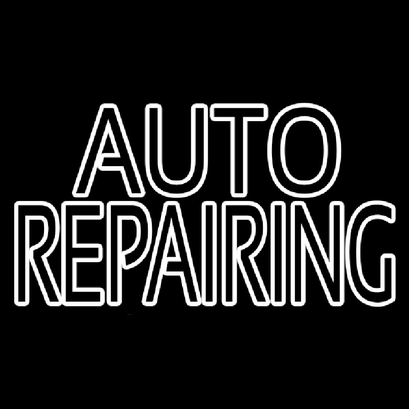 White Double Stroke Auto Repair Neon Skilt