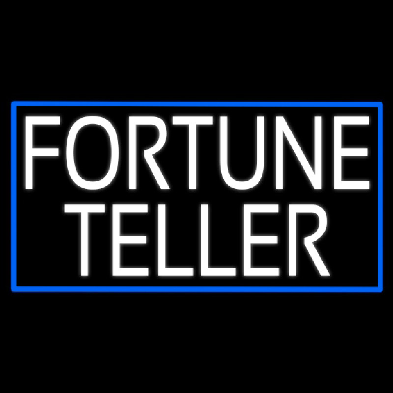White Fortune Teller With Blue Border Neon Skilt