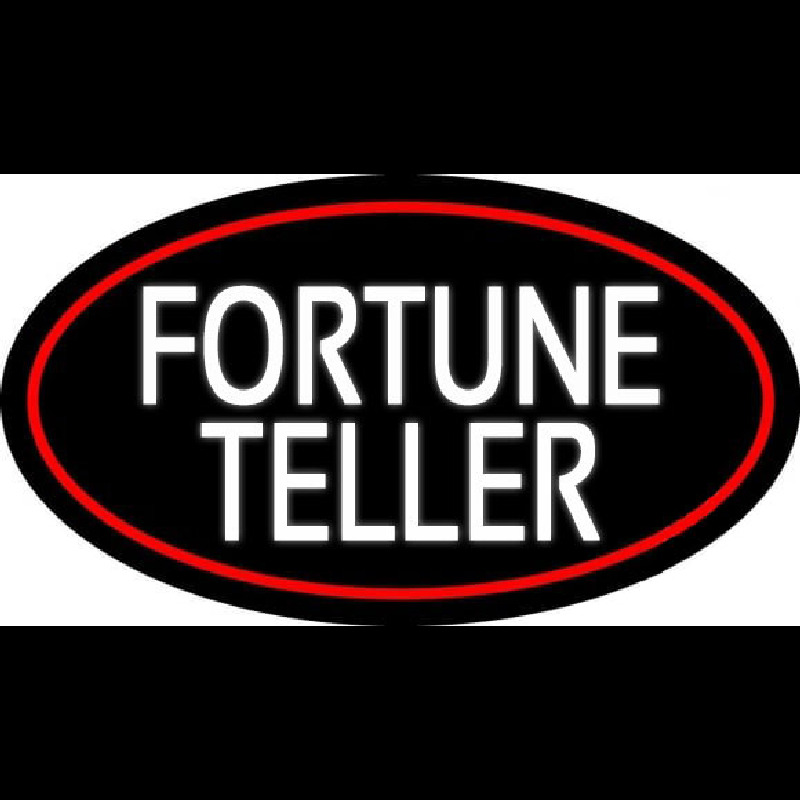 White Fortune Teller With Red Border Neon Skilt