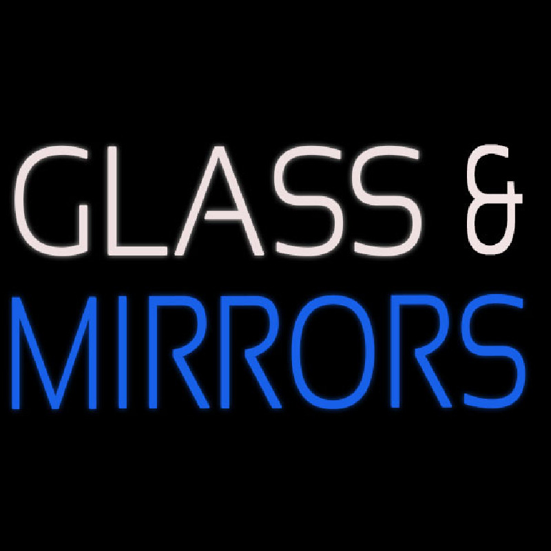 White Glass And Blue Mirrors Neon Skilt