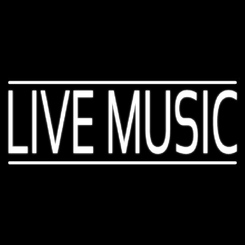 White Live Music Block Neon Skilt