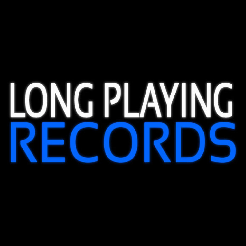 White Long Playing Blue Records Block 1 Neon Skilt