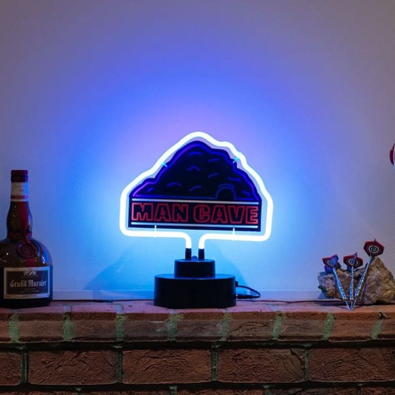 White Mancave Desktop Neon Skilt