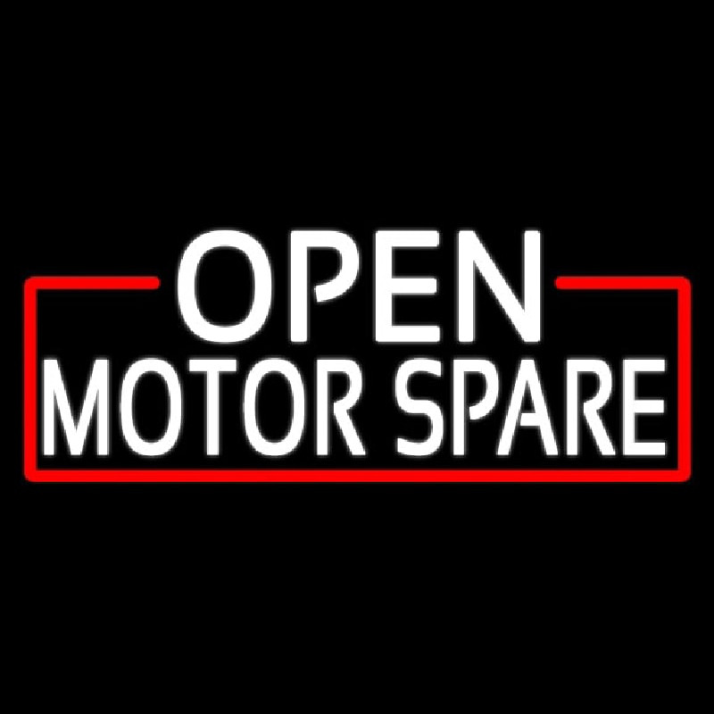 White Open Motor Spare With Red Border Neon Skilt