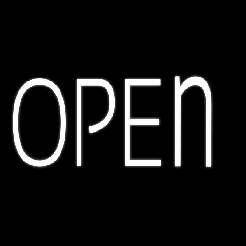 White Open Neon Skilt