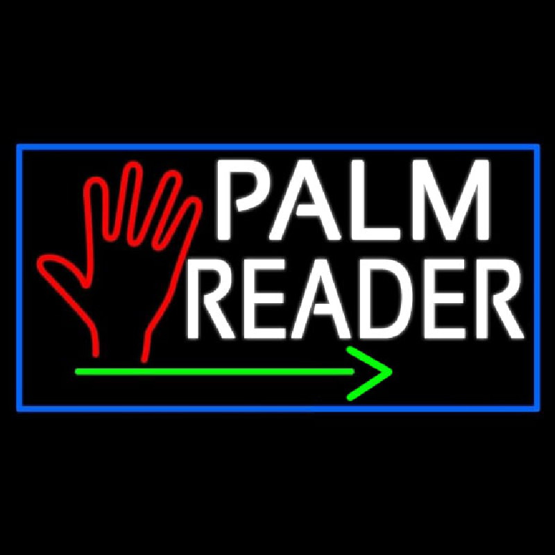 White Palm Reader With Green Arrow Neon Skilt