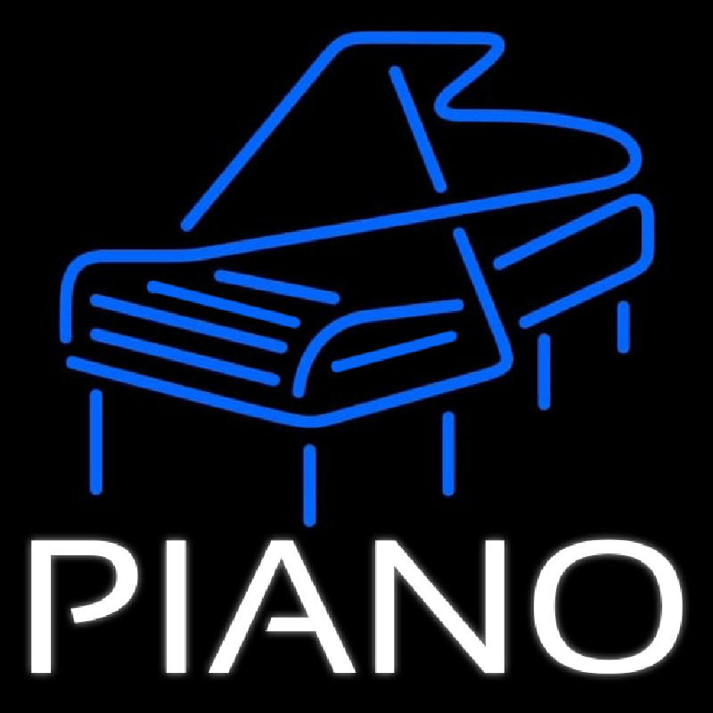 White Piano Blue Logo 4 Neon Skilt