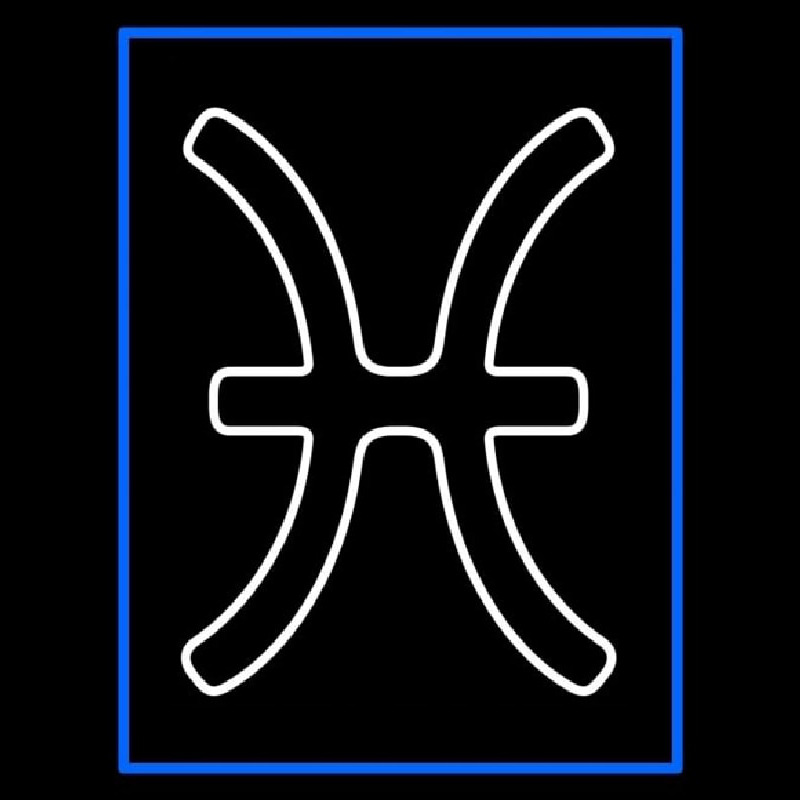 White Pisces Blue Border Neon Skilt