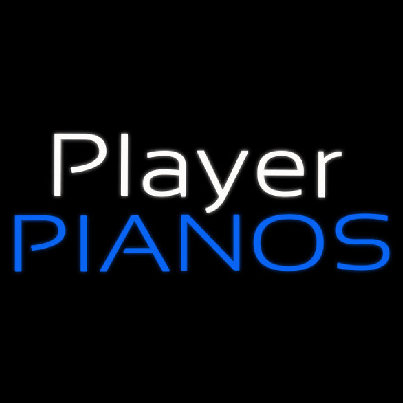 White Player Blue Pianos Block Neon Skilt