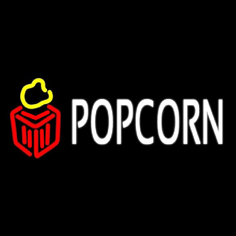 White Popcorn Neon Skilt