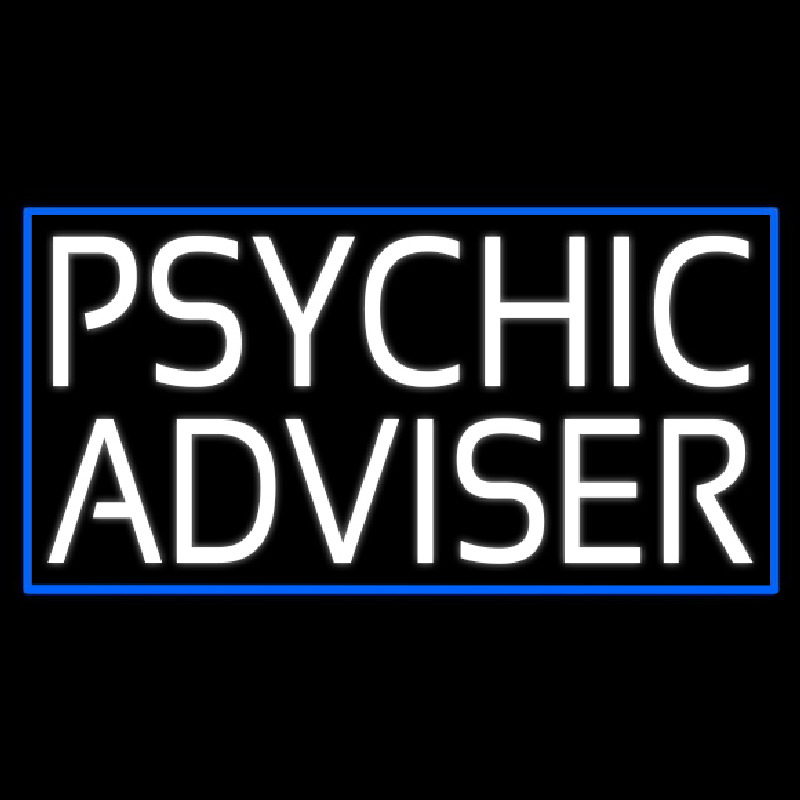 White Psychic Advisor Blue Border Neon Skilt