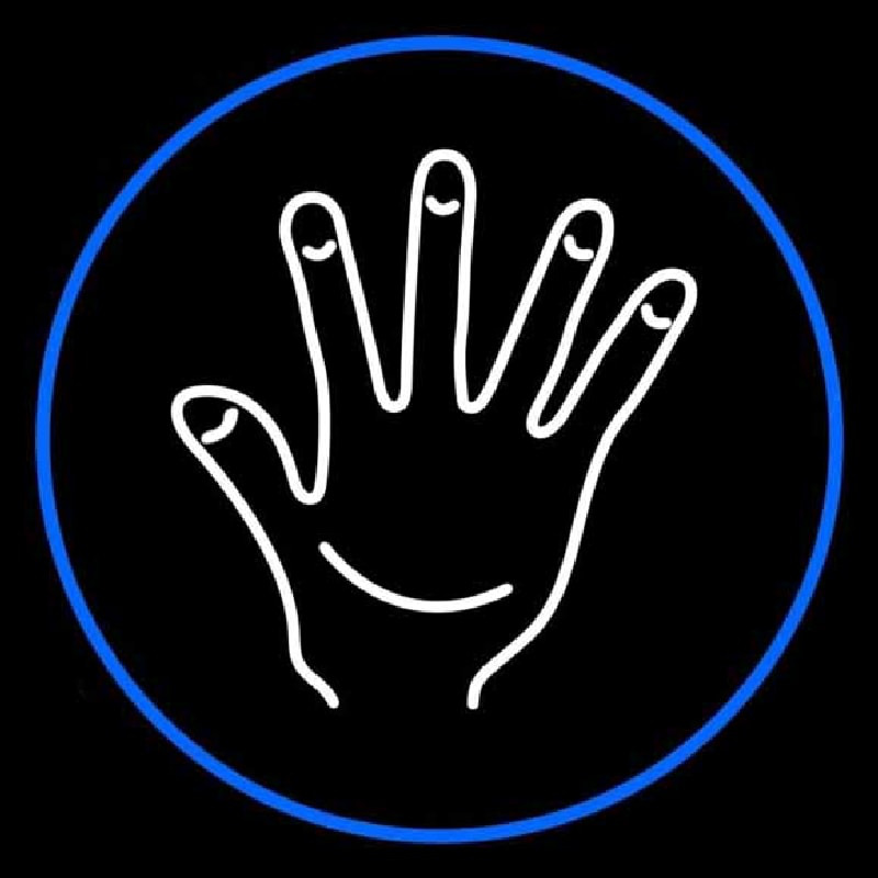 White Psychic Palm And Blue Border Neon Skilt
