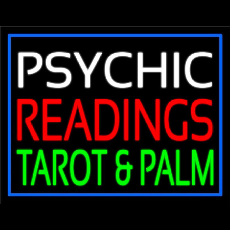 White Psychic Red Readings Green Tarot And Palm Neon Skilt