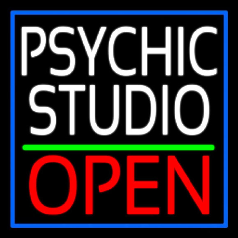 White Psychic Studio Red Open Green Line Neon Skilt