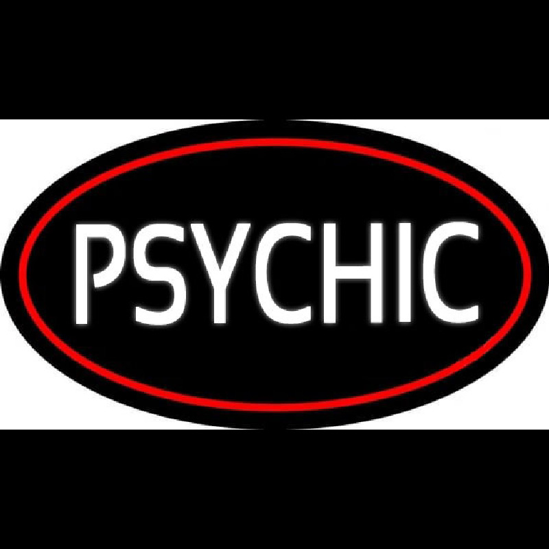 White Psychic With Red Border Neon Skilt