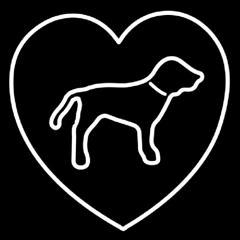 White Puppy Boys Heart Neon Skilt