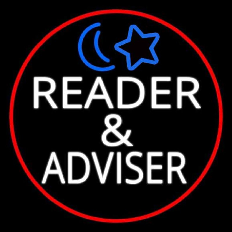 White Reader And Advisor Red Border Neon Skilt