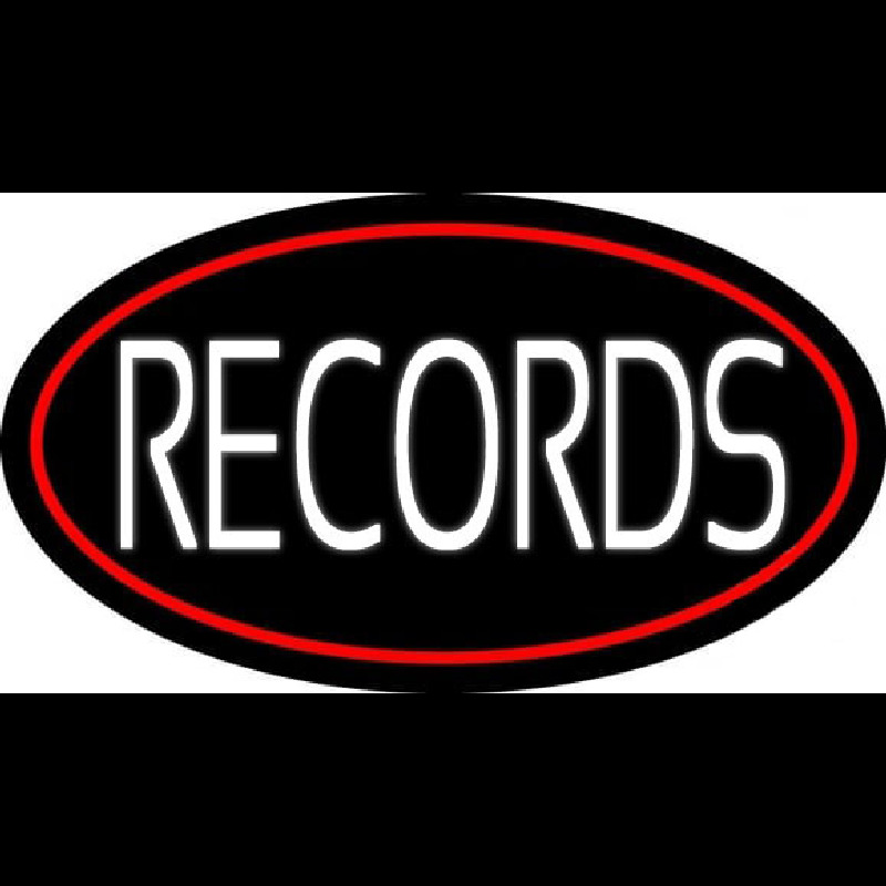 White Records Red Border Neon Skilt