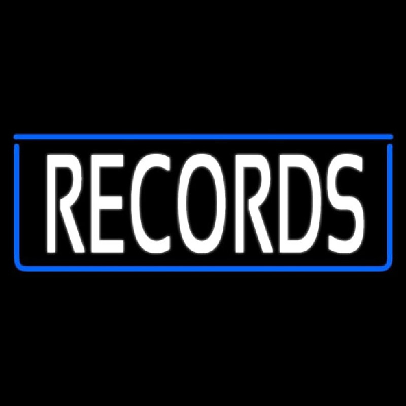 White Records With Blue Arrow 1 Neon Skilt
