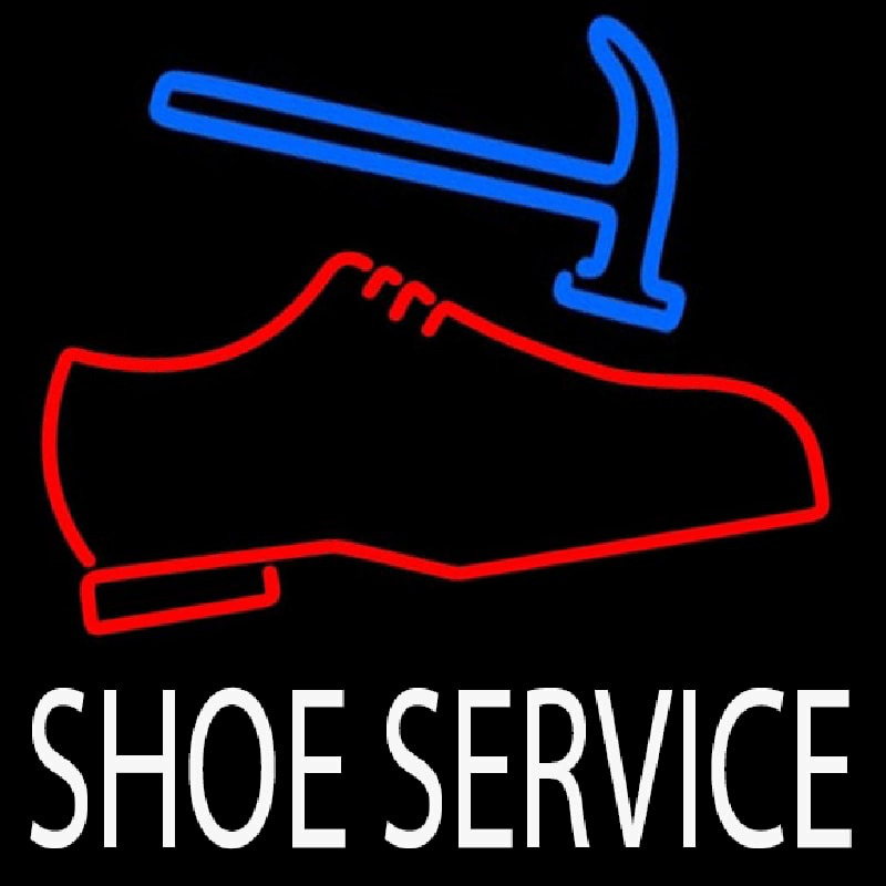 White Shoe Service Neon Skilt