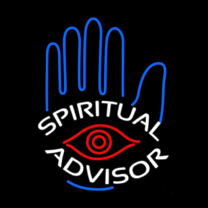 White Spiritual Advisor Neon Skilt