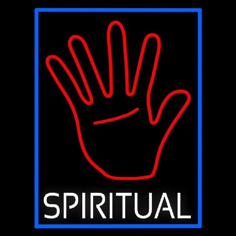 White Spiritual With Blue Border Neon Skilt