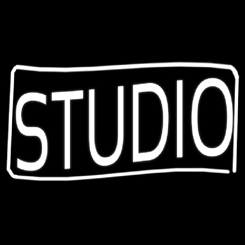 White Studio With Border Neon Skilt