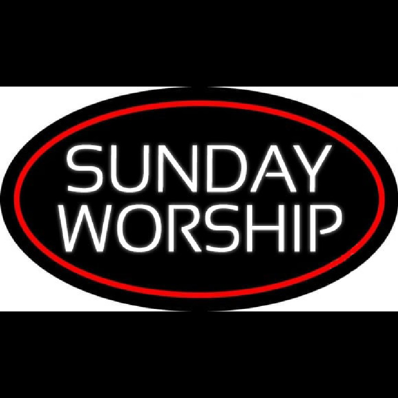 White Sunday Worship Neon Skilt