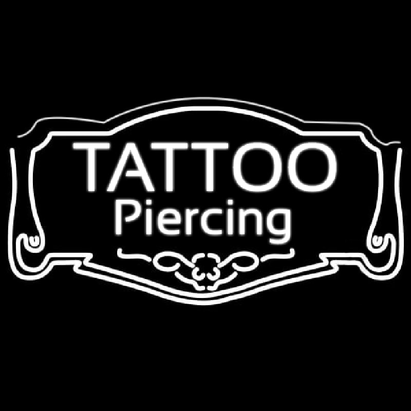 White Tattoo Piercing Neon Skilt