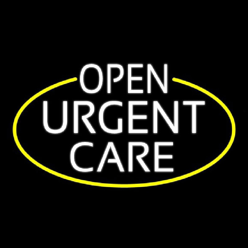 White Urgent Care Oval With Yellow Border Neon Skilt