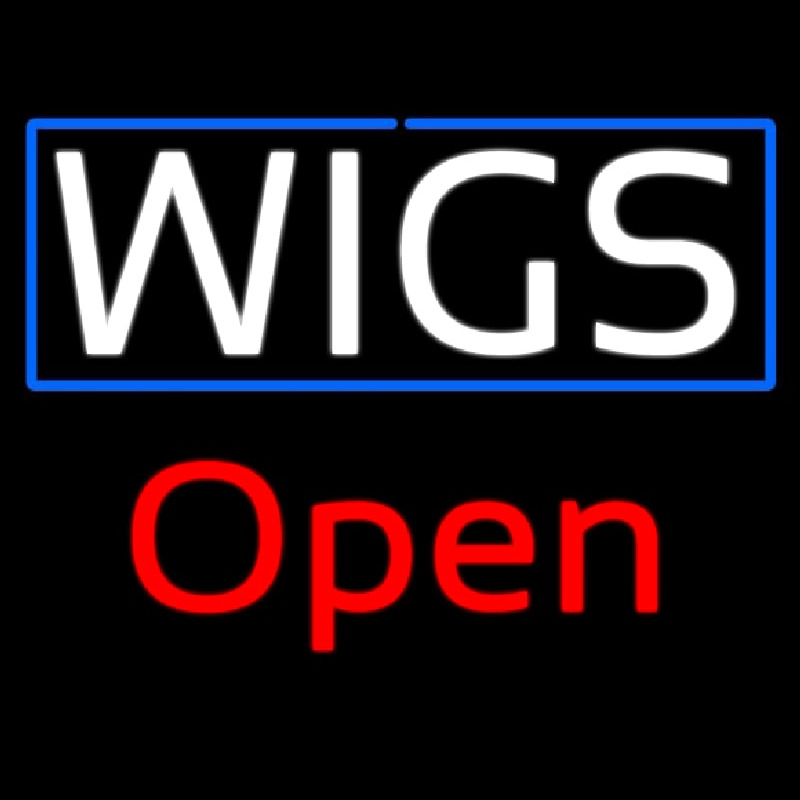 White Wigs Red Open Neon Skilt