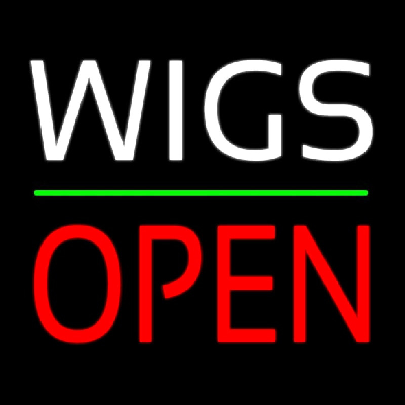 Wigs Block Open Green Line Neon Skilt